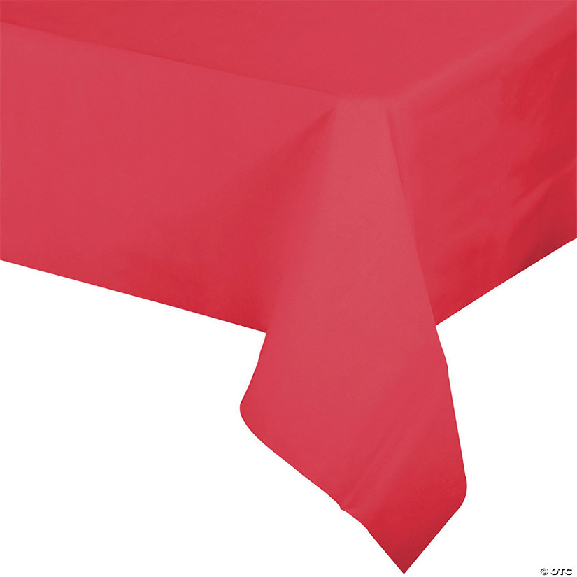 54" x 108" Red Rectangular Disposable Plastic Tablecloths (96 Tablecloths) Image
