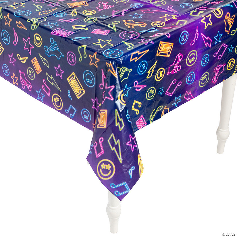 54" x 108" Retro Vibes Plastic Tablecloth Image