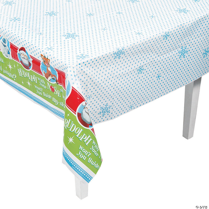 54" x 108" Rudolph the Red-Nosed Reindeer<sup>&#174;</sup> Christmas Plastic Tablecloth Image