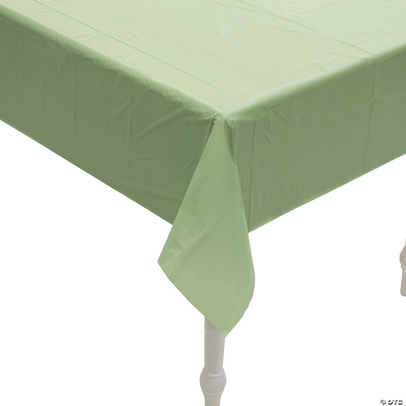 54" x 108" Sage Green Rectangle Disposable Plastic Tablecloth Image