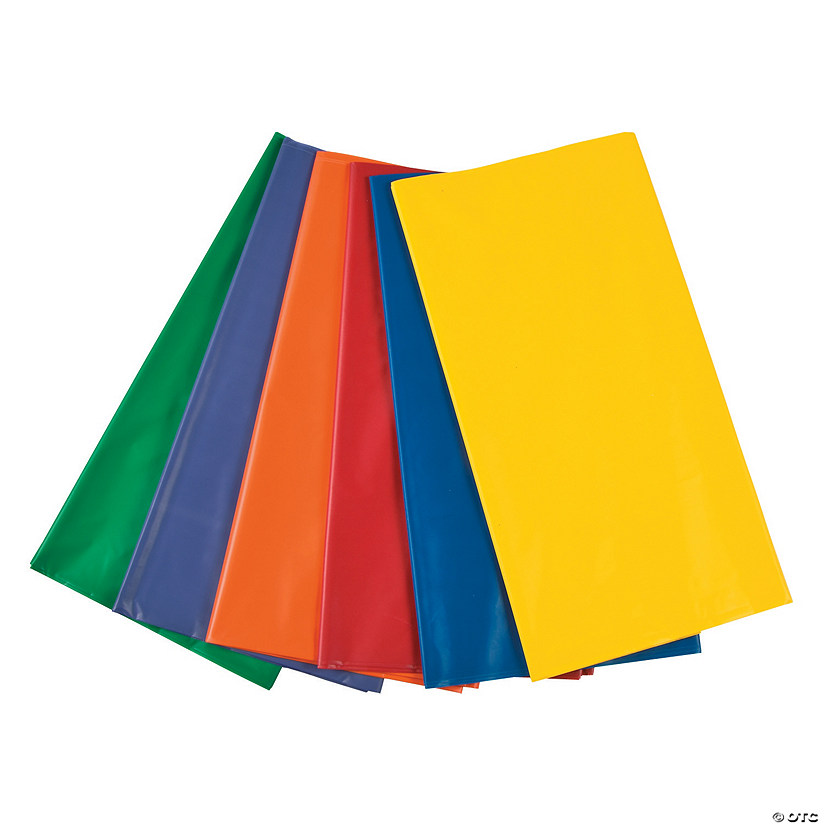 54" x 108" Solid Color Rectangle Disposable Plastic Tablecloth Assortment - 12 Pc. Image