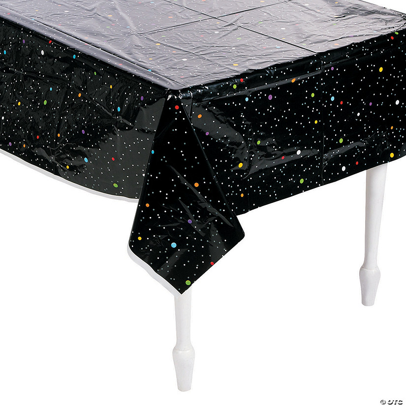 54&quot; x 108&quot; Space Party Stars Plastic Tablecloth Image