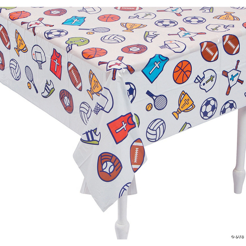 54" x 108" Sports VBS Plastic Tablecloth Image