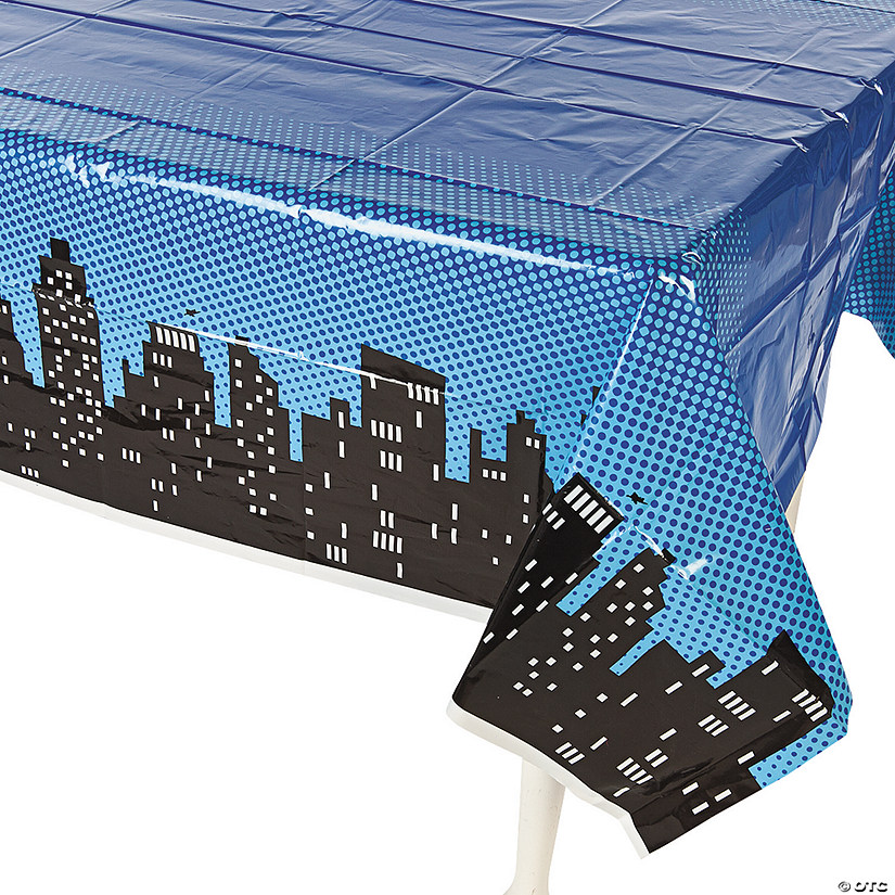 54" x 108" Superhero Rectangle Disposable Plastic Tablecloth Image