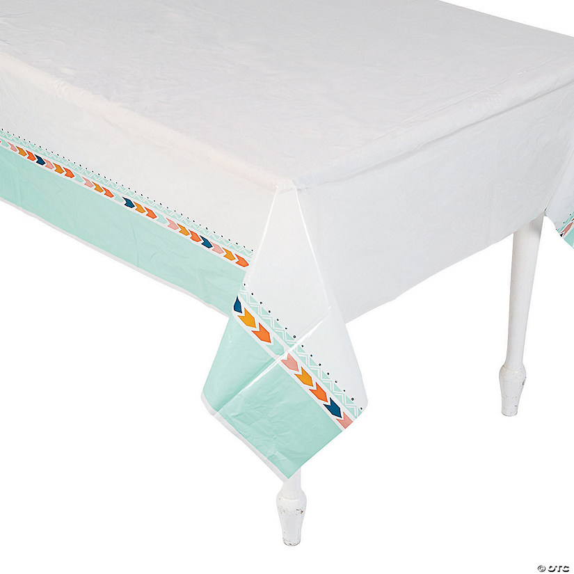 54" x 108" Tribal Baby Shower Plastic Tablecloth Image