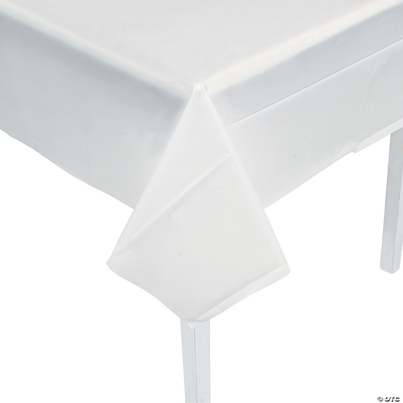 54" x 108" White Rectangle Disposable Plastic Tablecloth Image