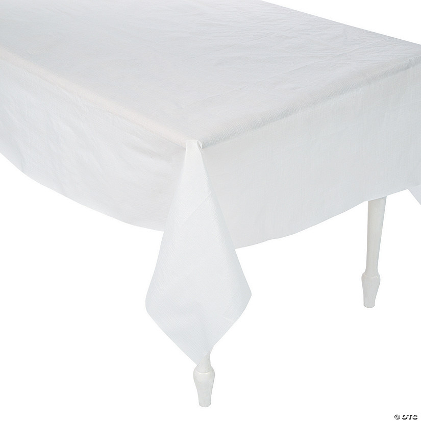 54" x 108" White Rectangle Tablecloth with Flannel Back Image