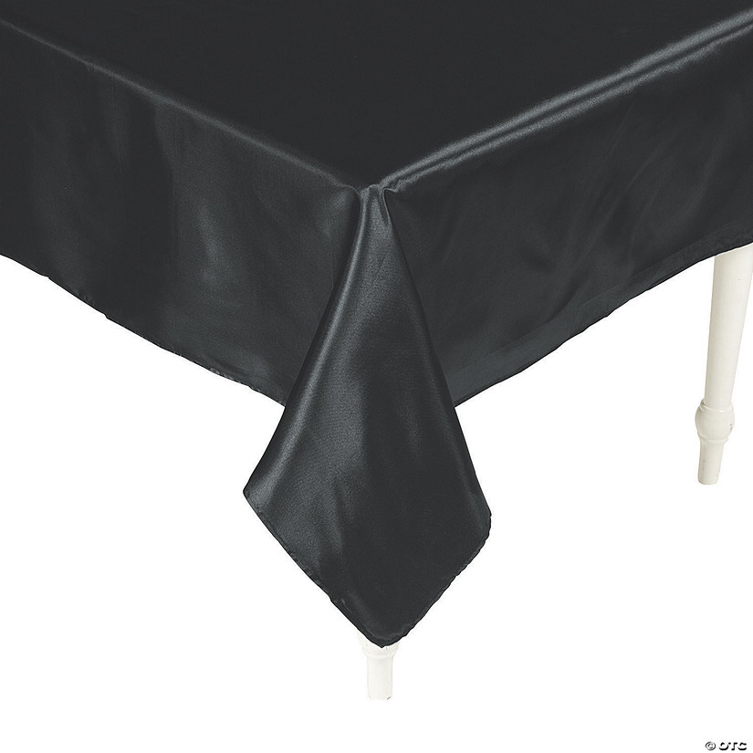 54" x 126" Black Rectangle Polyester Tablecloths Image
