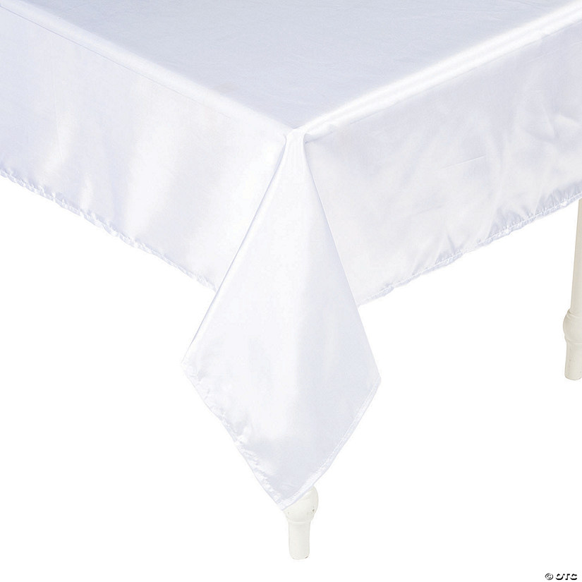 54" x 126" White Rectangle Polyester Tablecloth Image