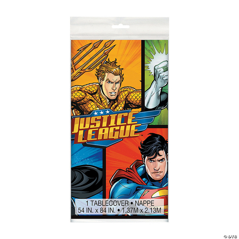 54" x 84" DC Comics Justice League&amp;#8482; Plastic Tablecloth Image