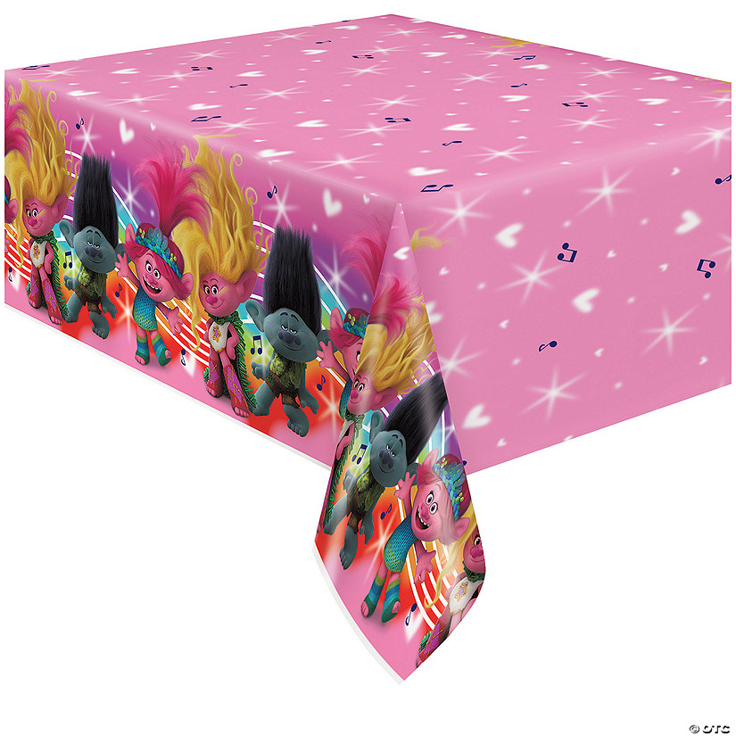 54" x 84" DreamWorks Trolls Band Together Disposable Rectangle Plastic Tablecloth Image