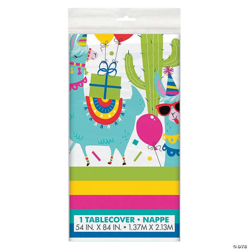 54" x 84" Llama Birthday Plastic Tablecloth Image
