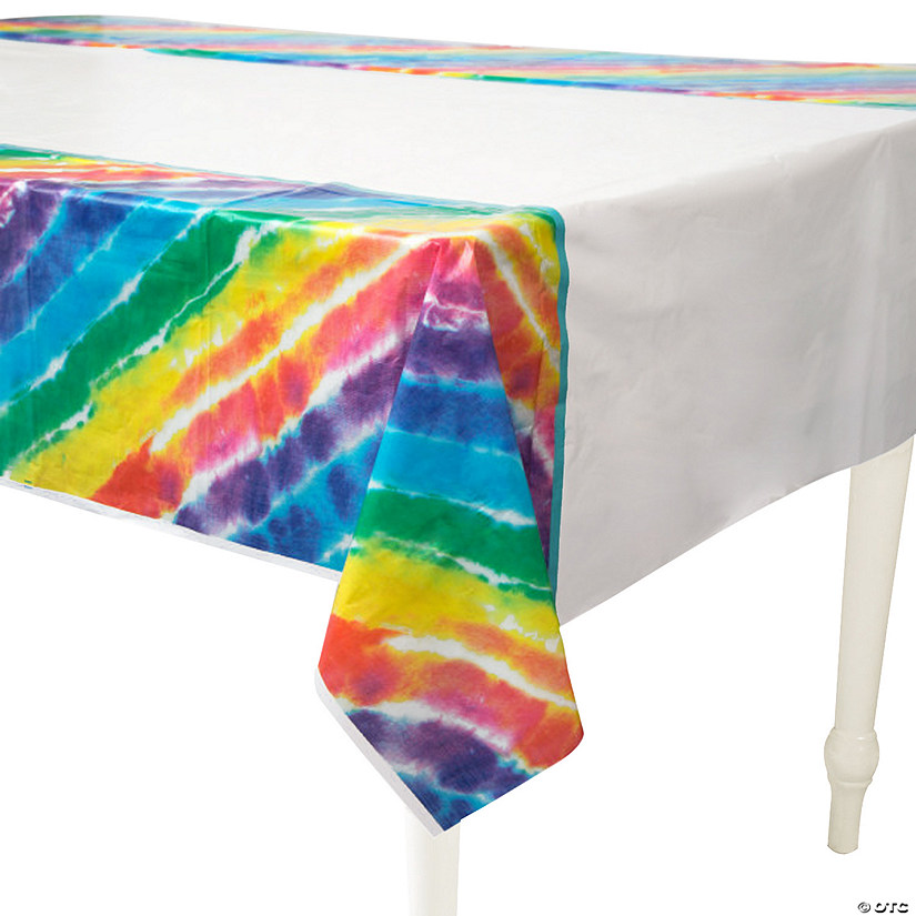 54" x 84" Tie-Dye Plastic Tablecloth Image