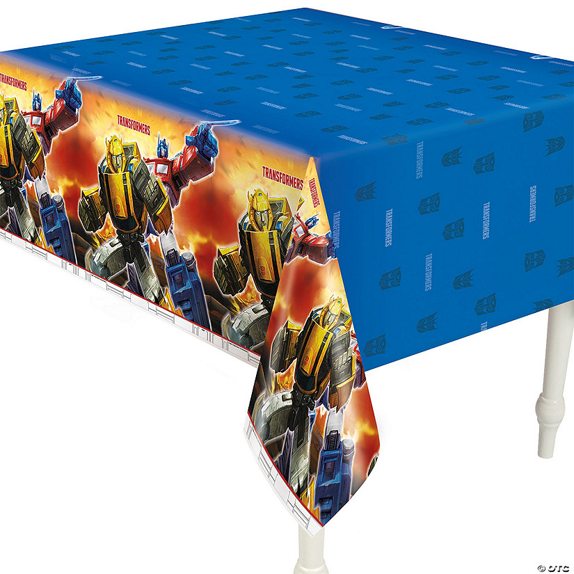 54" x 84" Transformers&#8482; Optimus Prime & Bumblebee Plastic Tablecloth Image