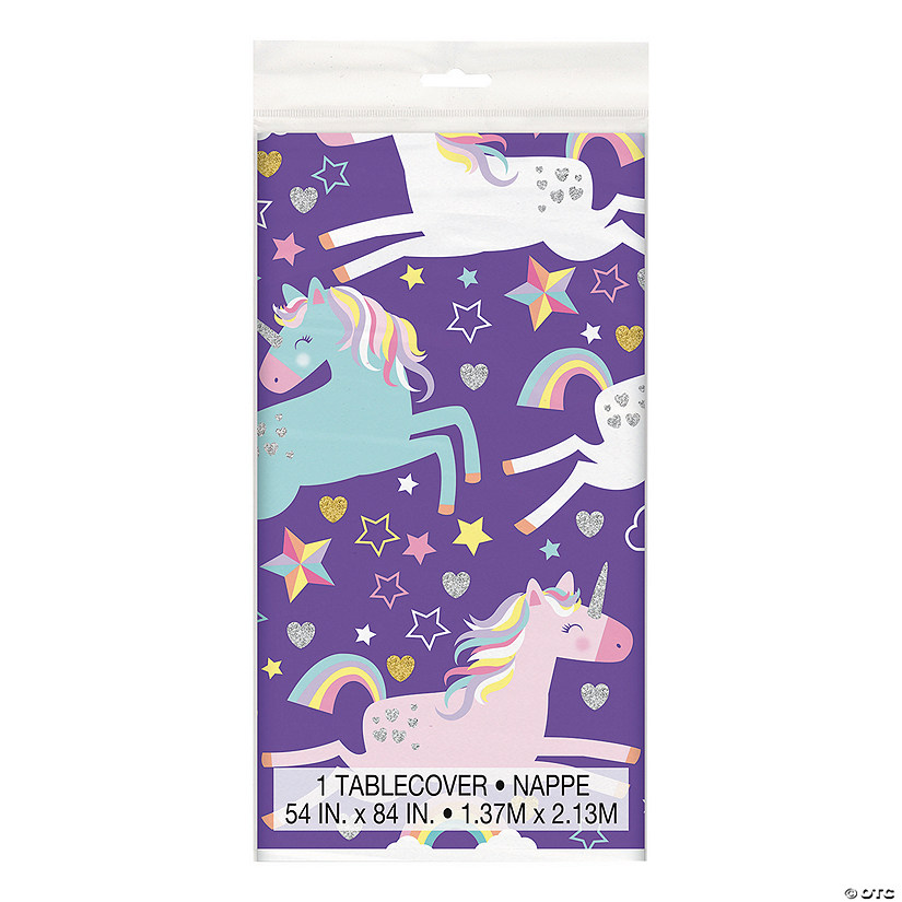 54" x 84" Unicorn Birthday Plastic Tablecloth Image
