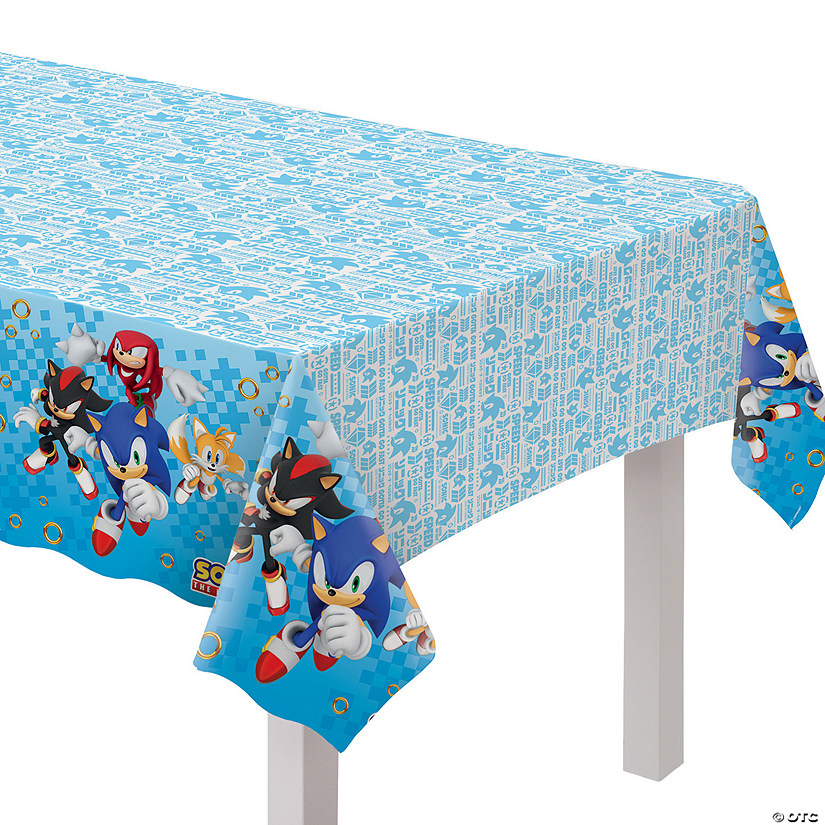 54" x 96" Sonic the Hedgehog&#8482; Gold Ring Plastic Tablecloth Image