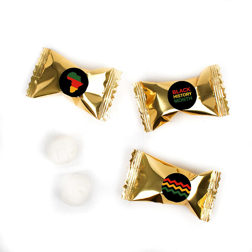 55 Pcs Black History Month Candy Mints Party Favors Gold Individually Wrapped Buttermints Image