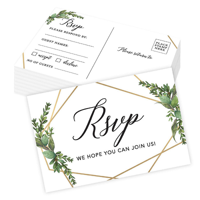 56-Pack RSVP Postcards Geometric Frame Cardstock Response Reply Cards Image