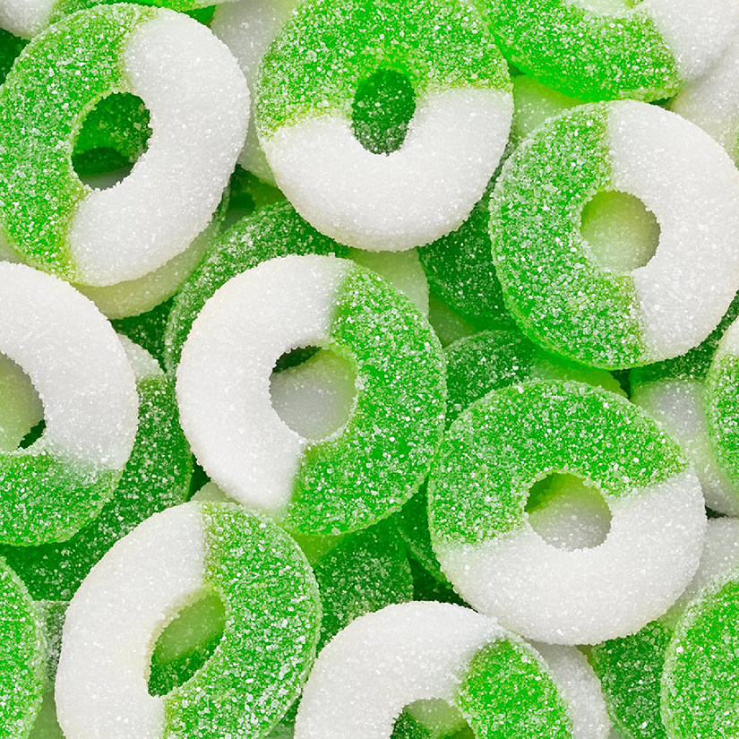 56 Pcs Green Candy Sour Apple Gummi Rings (1 lb) Image
