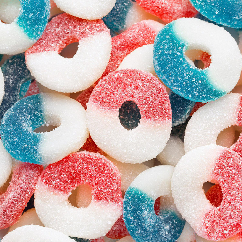 56 Pcs Patriotic Candy Freedom Gummi Rings - Red, White, and Blue (1 lb) Image