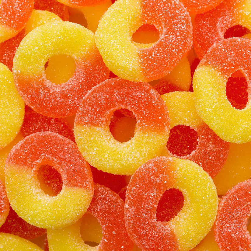 56 Pcs Peach Gummi Rings Candy (1 lb) Image