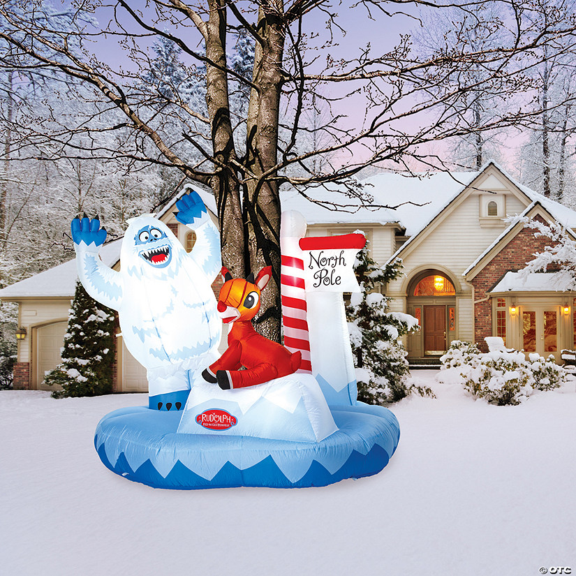 57" Blow-Up Inflatable Rudolph<sup>&#174;</sup> Christmas Tree Wrap with Built-In LED Lights Image