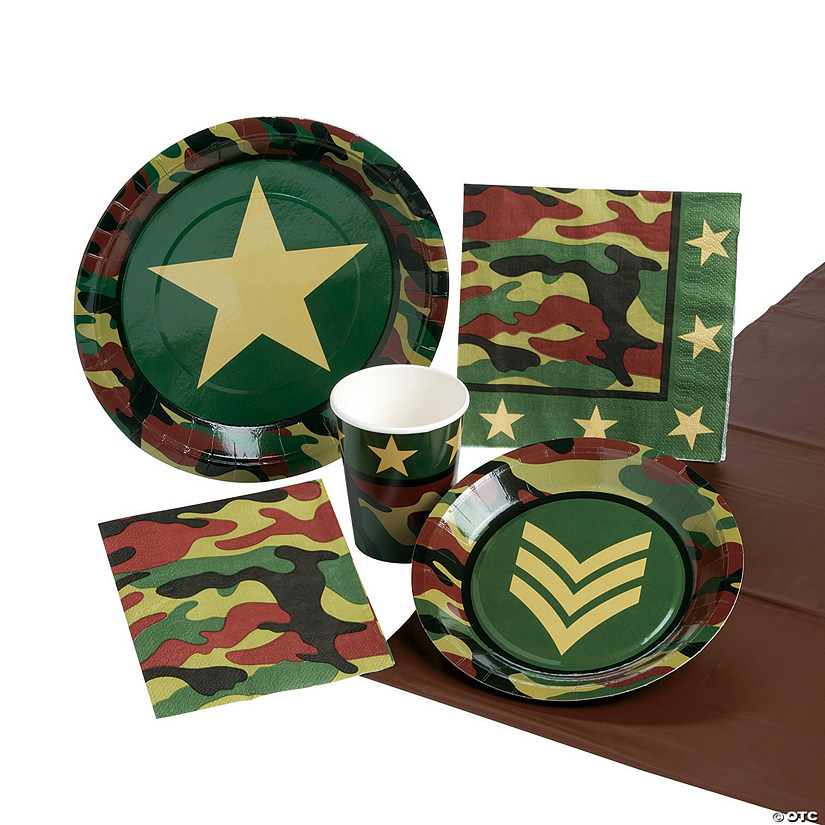 57 Pc. Military Camouflage Tableware Kit for 8 Guests Image