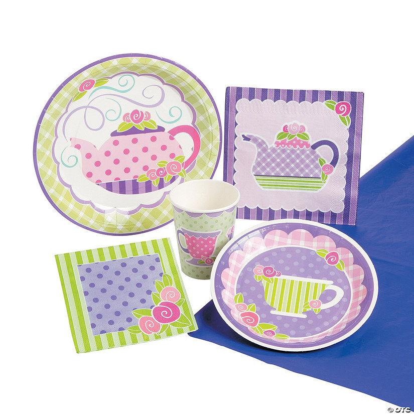 57 Pc. Tea Party Tableware Kit for 8 Guests Image