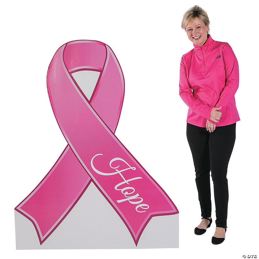 57" Pink Ribbon Cardboard Cutout Stand-Up Image