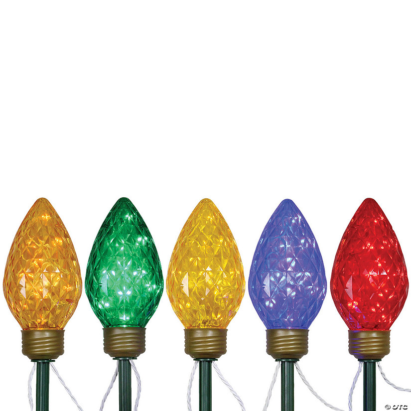 5ct LED Lighted Multi-Color C9 Christmas Pathway Marker Lawn Stakes - 8 ft Image