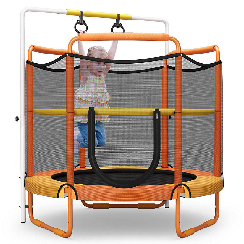5FT Kids 3in1 Game Trampoline Seamless W/ Enclosure Net Spring Pad In