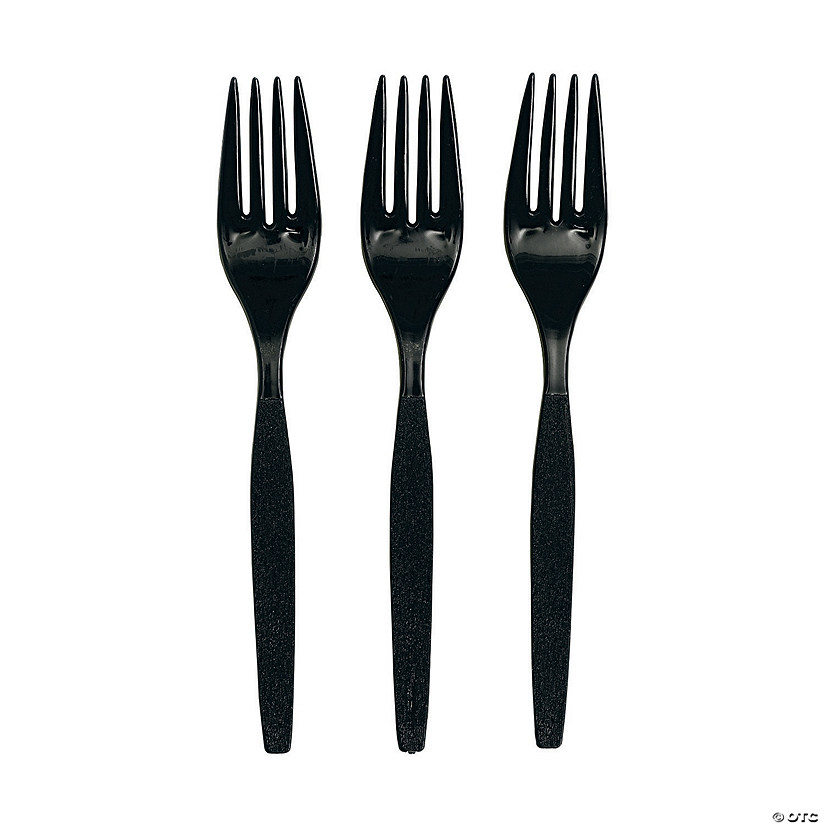 6 1/2" Bulk 50 Ct. Black Disposable Plastic Forks Image