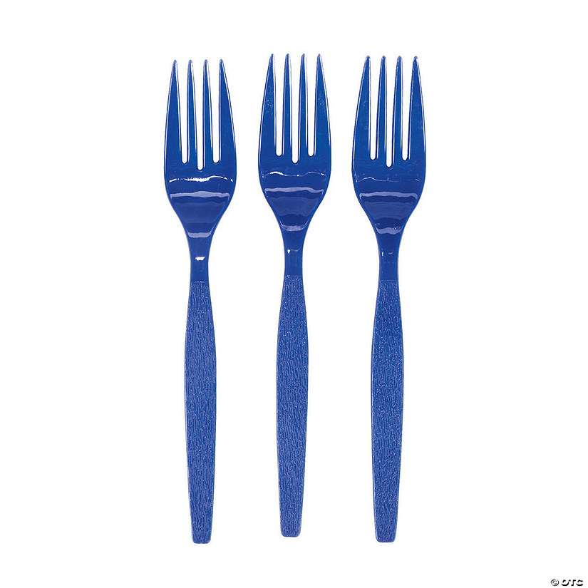 6 1/2" Bulk 50 Ct. Navy Blue Disposable Plastic Forks Image