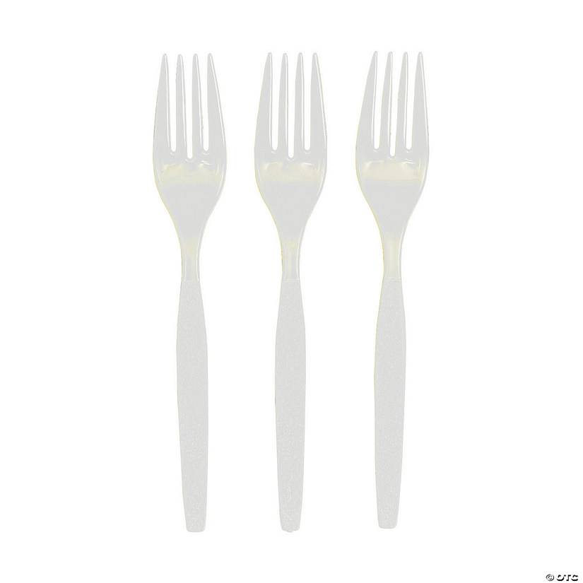 6 1/2" Bulk 50 Ct. White Disposable Plastic Forks Image