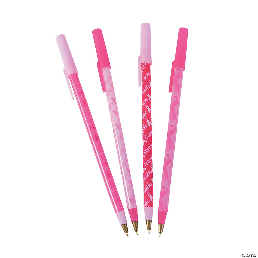 6 1/2" Bulk 72 Pc. Breast Cancer Awareness Black Ink Stick Pen Assortment Image