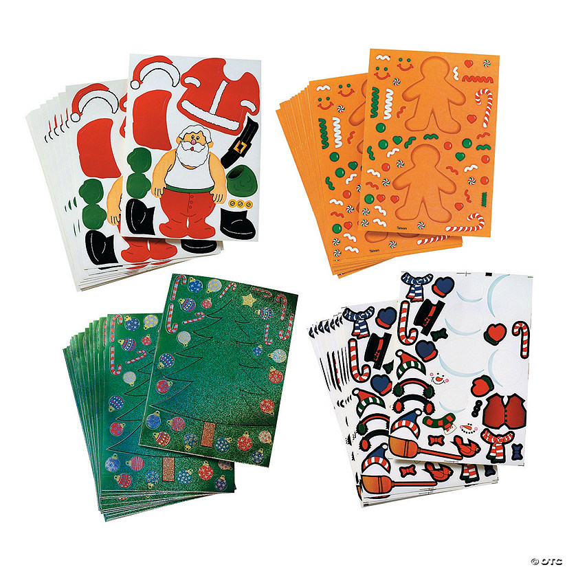 6 1/2" Bulk Holiday Make-a-Character Paper Sticker Sheets - 96 Pc. Image