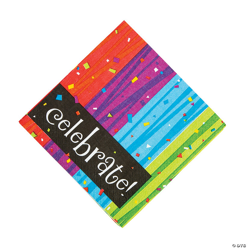 6 1/2" Celebrate! Multicolor Confetti Paper Luncheon Napkins - 16 Pc. Image