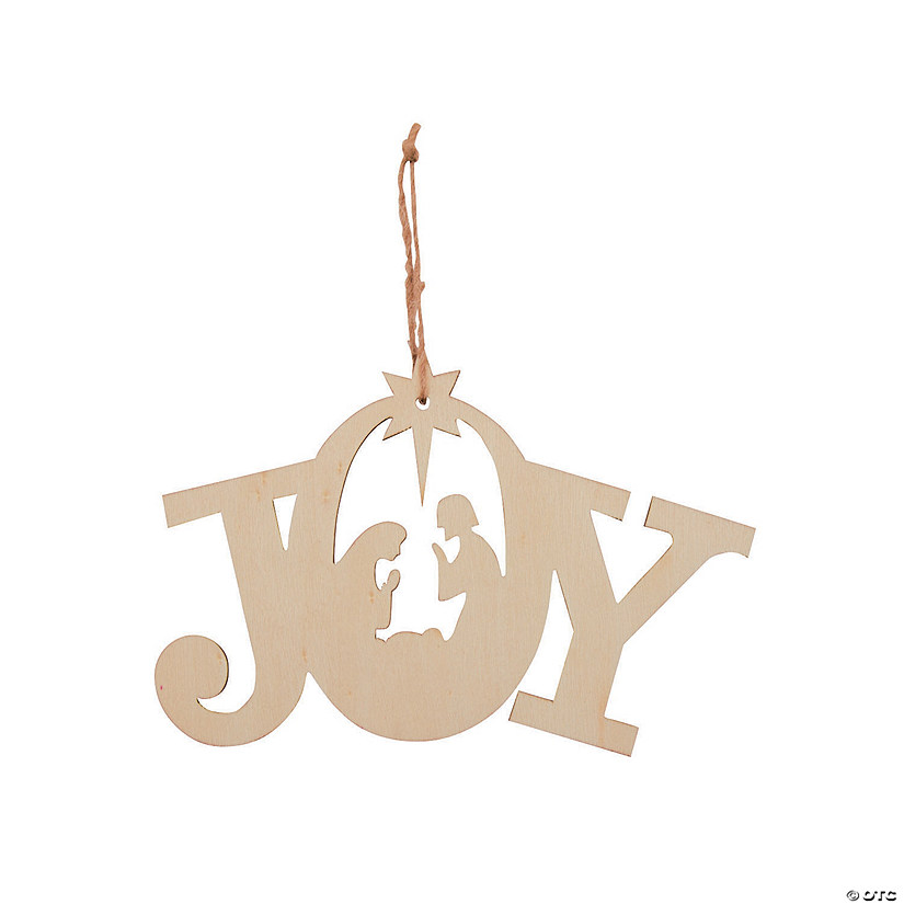 6 1/2" DIY Unfinished Wood Joy Nativity Christmas Ornaments - 12 Pc. Image