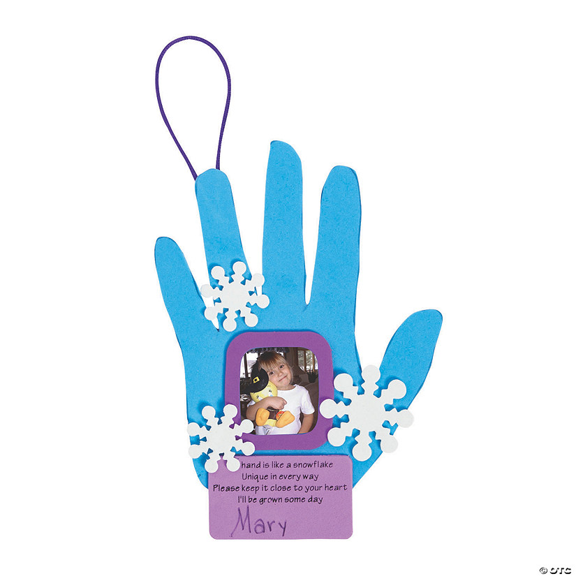 6 1/2" Handprint Snowflake Picture Frame Christmas Ornament Craft Kit - Makes 12 Image