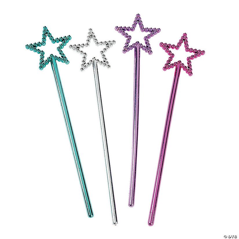 6 1/2" Mini Blue, Silver, Purple & Hot Pink Plastic Star Wands - 24 Pc. Image