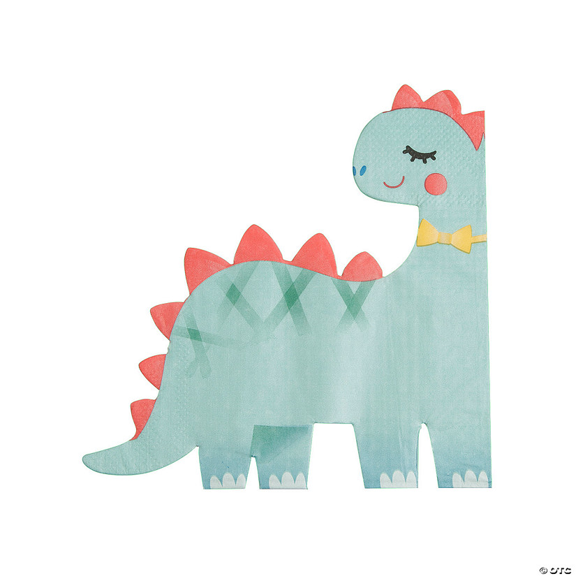 6 1/2" Pastel Dino Party Dinosaur-Shaped Luncheon Napkins - 16 Pc. Image
