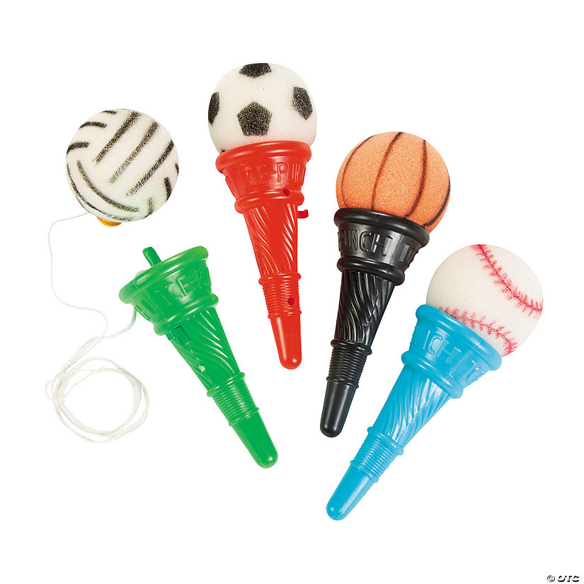 6 1/2" Sports Plastic Ice Cream Cone Shooters with Foam Ball - 12 Pc. Image