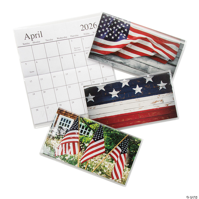 6 1/2" x 3 1/2" 2025 - 2026 Americana Pocket Calendars with Vinyl Cover &#8211; 12 Pc. Image