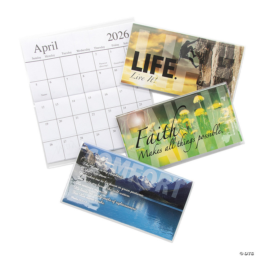 6 1/2" x 3 1/2" 2025 - 2026 Inspirational Paper Pocket Calendars with Vinyl Cover - 12 Pc. Image