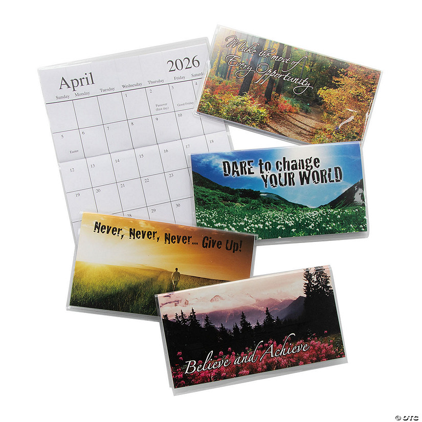 6 1/2" x 3 1/2" 2025 - 2026 Motivational Paper Pocket Calendars with Vinyl Cover &#8211; 12 Pc. Image