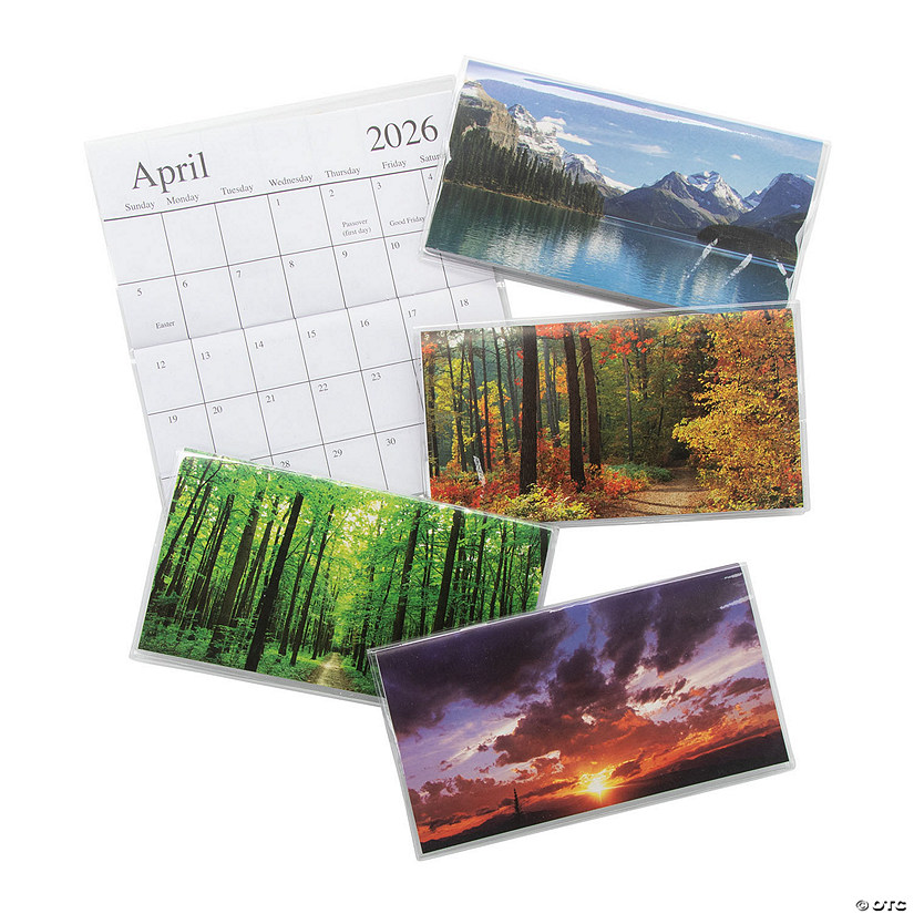 6 1/2" x 3 1/2" 2025 - 2026 Nature Paper Pocket Calendars with Vinyl Cover &#8211; 12 Pc. Image