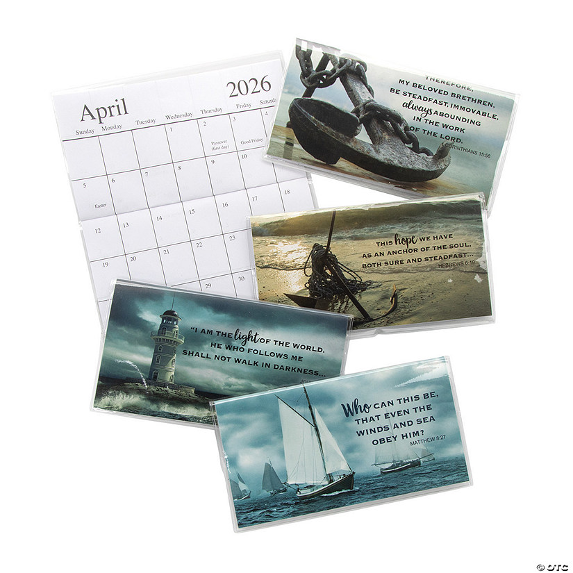 6 1/2" x 3 1/2" 2025 - 2026 Religious Nautical Paper Pocket Calendars - 12 Pc. Image