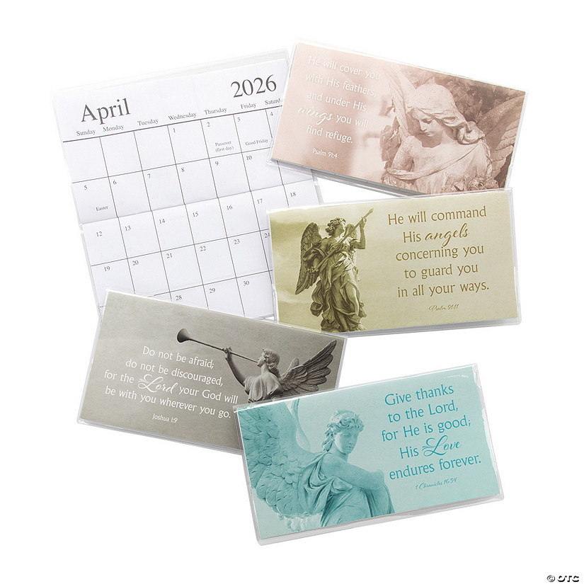 6 1/2" x 3 1/2" 2025 - 2026 Scripture Angels Pocket Calendars with Vinyl Cover &#8211; 12 Pc. Image