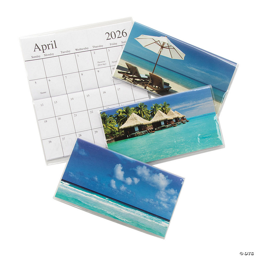 6 1/2" x 3 1/2" 2025 - 2026 Tropical Scenes Pocket Calendars with Vinyl Cover &#8211; 12 Pc. Image
