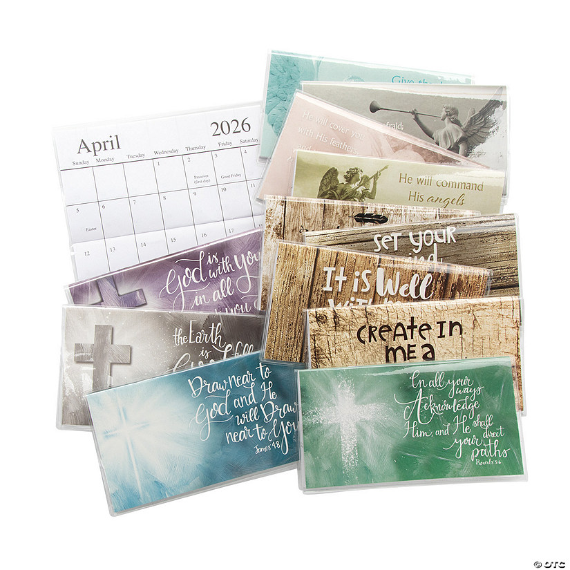 6 1/2" x 3 1/2" Bulk 48 Pc. 2025 - 2026 Expressions of Faith Paper Pocket Calendars Image